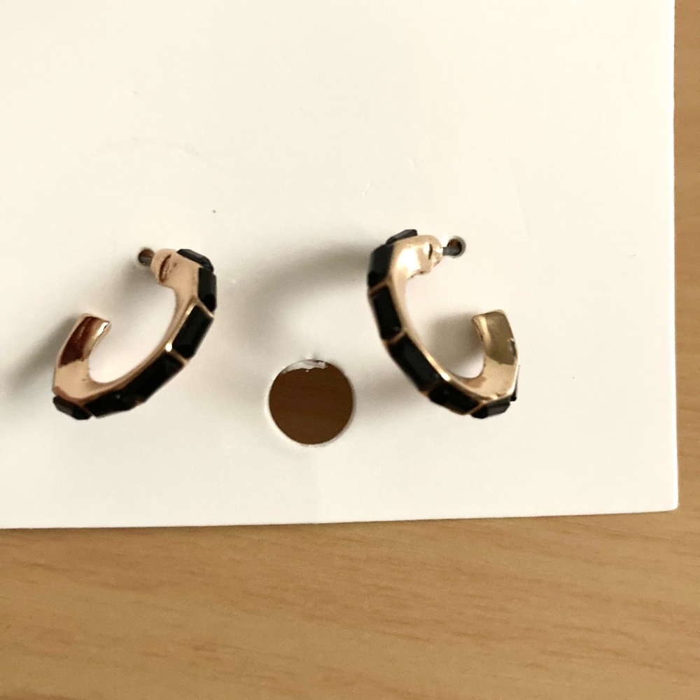 Dainty Black and gold hoops